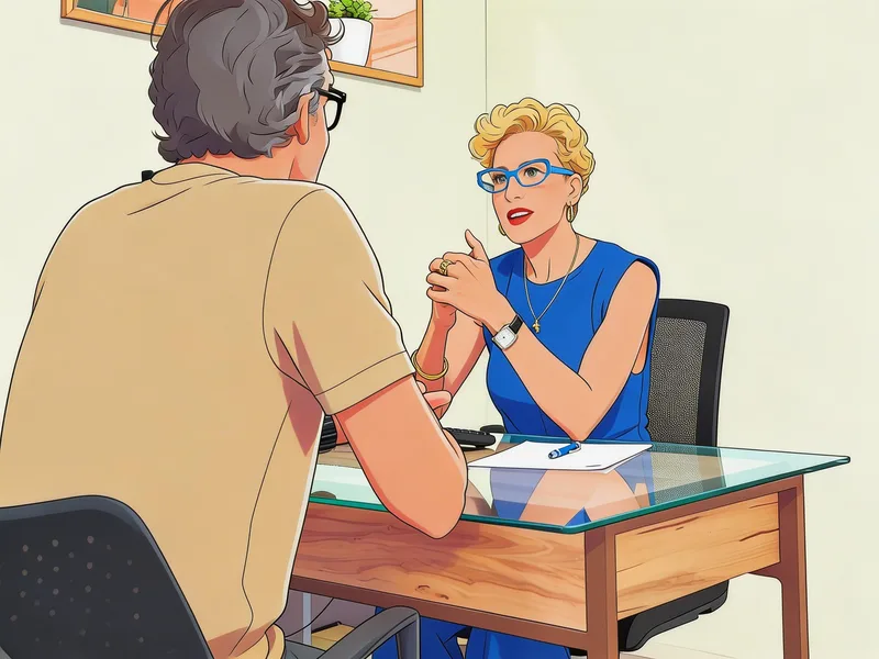 Ilustración de Silvia Rueda explicando conceptos de salud a un paciente